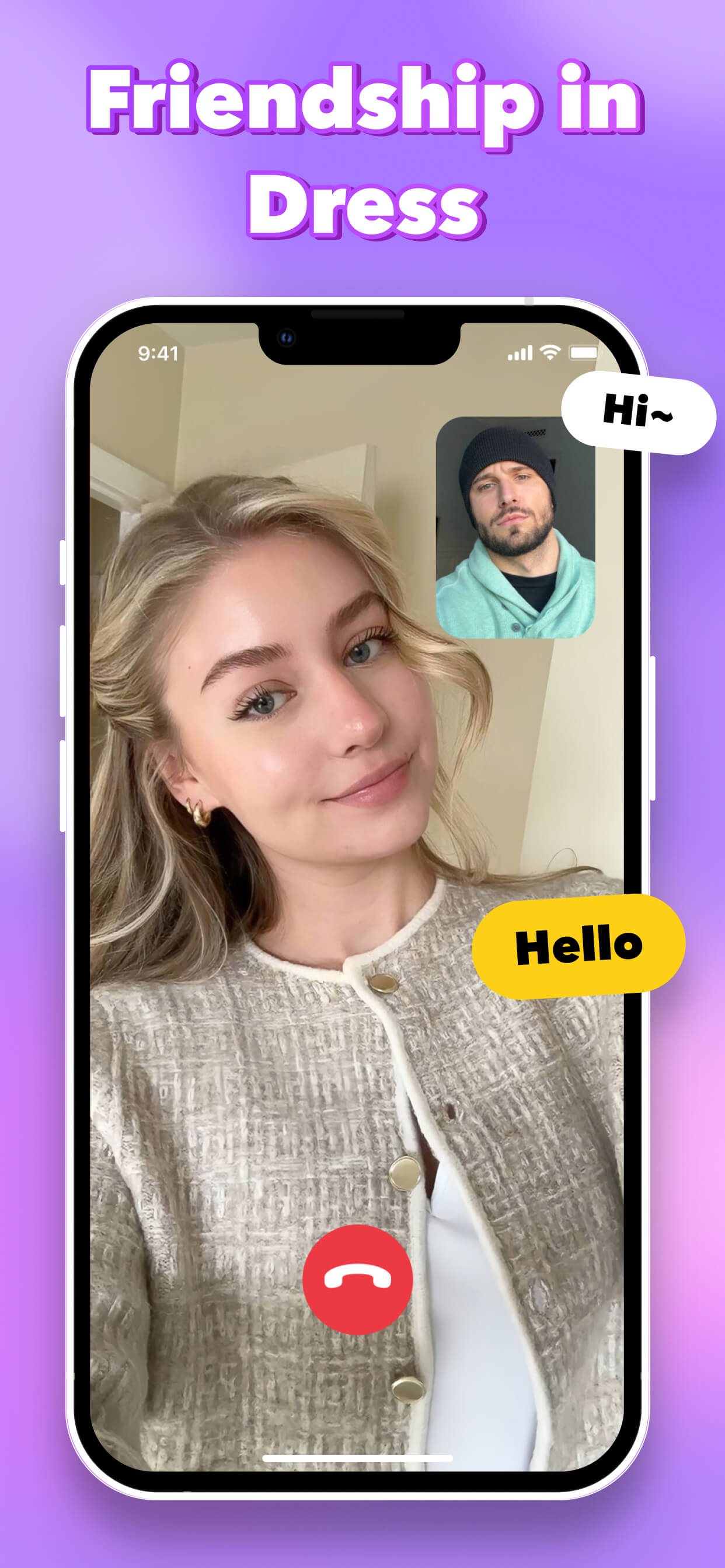 A smartphone screen displaying a video call between two friends.